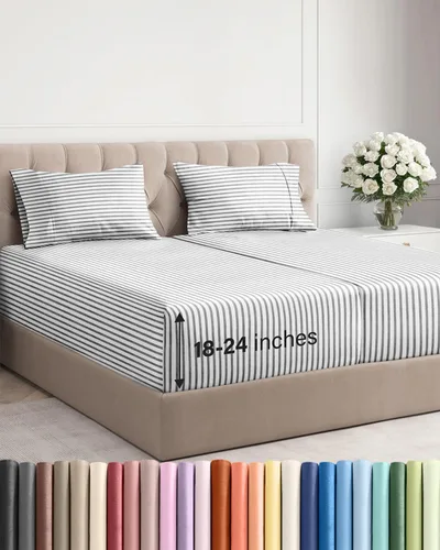 Miniatura 56 de Sábanas King divididas con bolsillos extra profundos, sábanas transpirables y refrescantes de 5 piezas, sábanas de lujo para hotel, suaves, sin 22