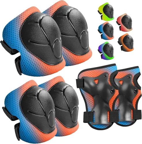 Miniatura 7 de Wemfg - Juego de protección para niños, rodilleras para niños de 3 a 14 años, rodilleras y coderas con protectores de muñeca 3 en 1 para patinaje