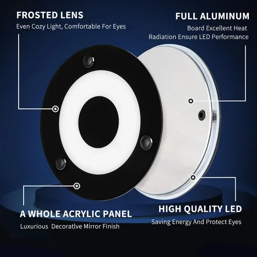 Miniatura 2 de acegoo Luz LED de techo de 12 V, luz de disco acrílico para caravana, barco, autocaravana, remolque de viaje, montaje en superficie de 4-3/4