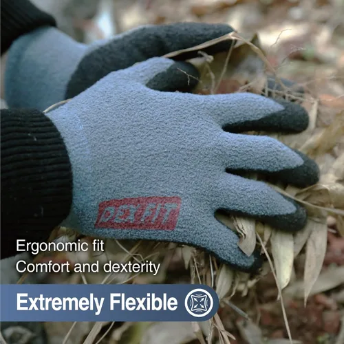 Miniatura 4 de DEX FIT Guantes de trabajo para clima frío NR450 - Forro polar cálido, agarre firme con revestimiento de nitrilo, ligeros y flexibles, ideales