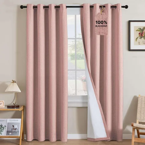 Miniatura 75 de H.VERSAILTEX Cortinas opacas de lino de 72 pulgadas de largo, 100% absolutamente opacas, con aislamiento térmico, con textura de lino, cortinas
