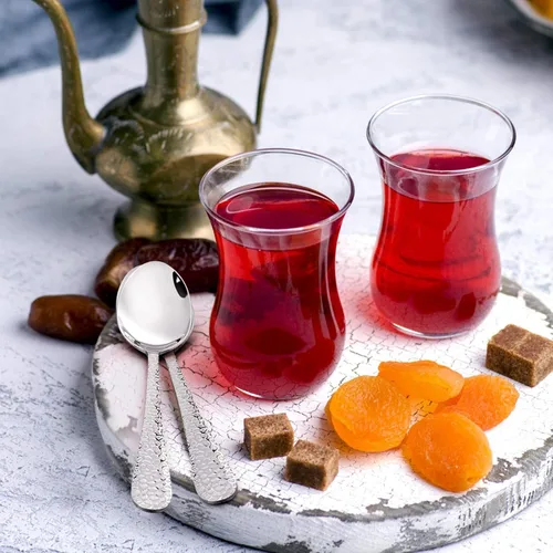 Miniatura 4 de E-far - Juego de 6 cucharaditas martilladas de acero inoxidable moderno, cubiertos de postre para el hogar, cocina, restaurante, borde redondo