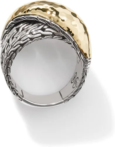 Miniatura 5 de John Hardy Anillo cruzado de plata y oro de 18 quilates martillado para mujer