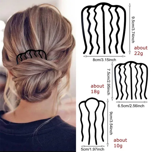 Miniatura 3 de 6 peines laterales de metal para el cabello, pinzas para el cabello, pinzas para el cabello, para moño, forma de U para peinado vintage, accesorios