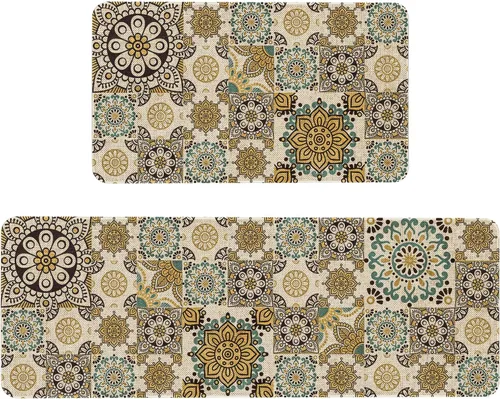 Miniatura 8 de Mloabuc® Tapete decorativo de flores, tapetes de cocina de arpillera de arpillera para mujer, accesorios de cocina para exteriores, 17 x 30 pulgadas