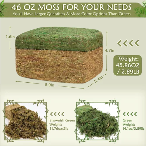 Miniatura 3 de MAPVOLUT Musgo artificial – 45.86 onzas (2.89 libras) – Musgo falso de alta calidad versátil para manualidades y decoración – Aspecto natural, bajo