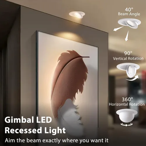 Miniatura 2 de zouzai 4 pulgadas 5CCT luz LED empotrable con cardán ajustable, 360°+90° direccional, regulable, iluminación decorativa para el hogar y comercial