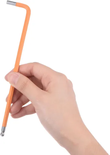Miniatura 5 de uxcell Llave hexagonal de extremo de bola de 0.197 in, herramienta de reparación de acero S2 en forma de L con brazo largo, 4 piezas Naranja