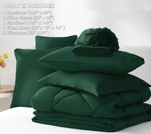 Miniatura 369 de CozyLux Juego de edredón tamaño King, color naranja quemado, toda la ropa de cama en una sola bolsa, 7 piezas: edredón, fundas de almohada
