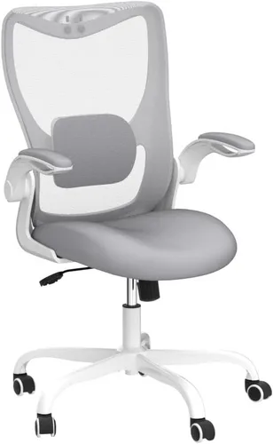 Miniatura 4 de MUXX.STIL Silla de oficina, silla de escritorio ergonómica con soporte lumbar ajustable y reposabrazos abatibles, silla de computadora de malla Gris
