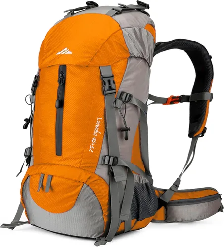 Miniatura 7 de Mochila Loowoko de 50 l para senderismo, impermeable, con cubierta para la lluvia, mochila esencial para acampar, mochila ligera de 45 + 5 litros