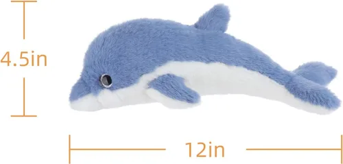 Miniatura 6 de Apricot Lamb Peluche de delfín azul oscuro para niños, juguetes de peluche suaves y lindos para bebés niñas y niños, 12 pulgadas