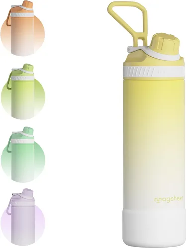 Miniatura 11 de Botella de agua aislada de 24 onzas, acero inoxidable al vacío de doble pared, diseño de boca ancha, botella reutilizable a prueba de fugas