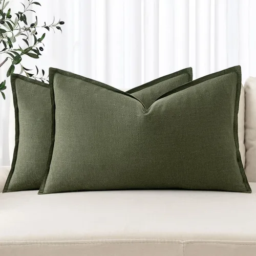 Miniatura 51 de MIULEE - Juego de 2 fundas de almohada decorativas de lino, estilo bohemio, rústico, neutral, para sofá, cama, 16 x 16 pulgadas, color marrón