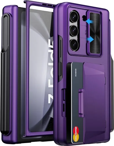 Miniatura 18 de Funda para Samsung Galaxy Z Fold 5 con tarjetero y cubierta para cámara deslizante, protector de pantalla integrado y protección de bisagra, funda