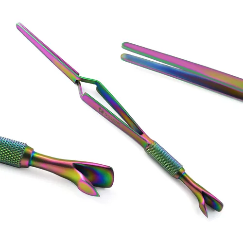 Miniatura 3 de Kit de manicura y pedicura profesional de 5 piezas, multicolor, empujador de cutículas, pinzas, pinzas, pinzas, pinzas, varita mágica
