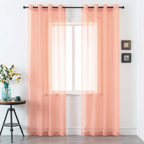 Miniatura 20 de DUALIFE Cortinas Amarillas de 72 Pulgadas de Largo para Dormitorio Juego de 2 Paneles con Ojales Ventana Semi Voile Filtrado de Luz Cortinas