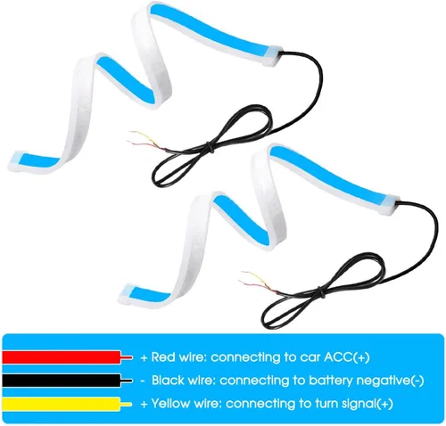 Miniatura 6 de Tira de luz LED flexible, 2 unids 23.6 in ultra delgado coche tubo suave tira LED DRL luz corriente diurna lámpara de giro