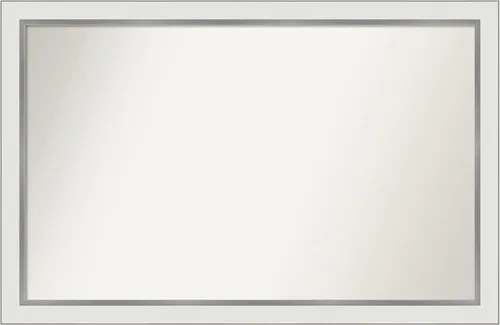 Miniatura 484 de Amanti Art Espejo de baño blanco para sobre el fregadero, 30 x 35 pulgadas, espejo de tocador rectangular estrecho de Eva de oro blanco, marco