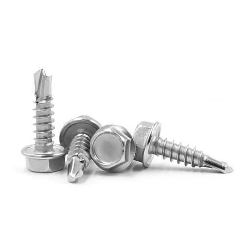 Miniatura 3 de Tornillos autorroscantes con cabeza hexagonal y arandela (Paquete de 100), tornillos Tek autorroscantes para chapa metálica, 410 de acero inoxidable