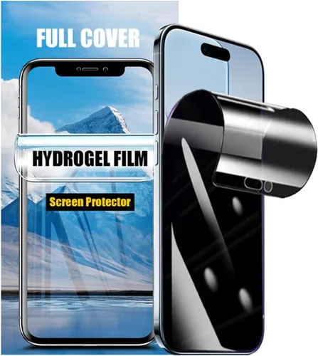 Miniatura 10 de LOOKSEVEN Paquete de 2 protectores de pantalla de hidrogel de privacidad para iPhone 15 Pro, película protectora de TPU de alta sensibilidad