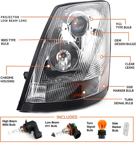 Miniatura 3 de Torque Faro delantero para conductor lado izquierdo de repuesto para camiones semi Volvo VNL 670 780 2004-2018 VN VNM 200 300 430 630 730 2005 2006