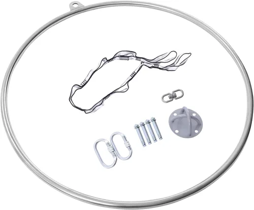 Miniatura 4 de Anillo aéreo de un solo punto para mujer, de acero inoxidable, probado, 253 libras, aro colgante de yoga de 33.4 pulgadas con accesorios, incluye