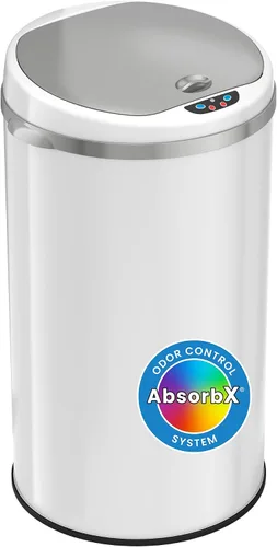 Miniatura 7 de iTouchless Cubo de basura con sensor sin contacto de 8 galones con sistema de filtro de olor, cubo de basura redondo de acero inoxidable de 30 Plata