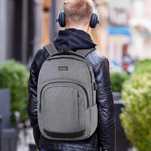 Miniatura 7 de Mochila escolar para libros, mochila de viaje, antirrobo, con puerto de carga USB, resistente al agua, para portátiles de 15.6 pulgadas para mayores