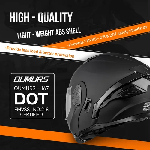 Miniatura 3 de OUMURS Cascos modulares de motocicleta de cara completa abatible, casco de motocicleta para bicicleta de calle, unisex, modelo 167 para adultos
