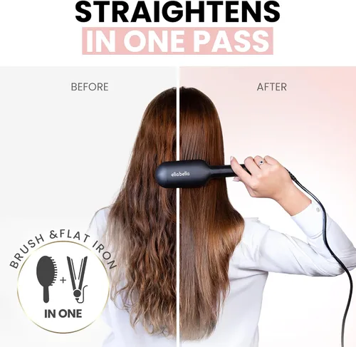 Miniatura 2 de ELLA BELLA® Cepillo alisador de cabello • Cepillo alisador con calefacción • Alisa en 1 pasada • Tecnología iónica para un cabello más saludable •