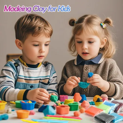 Miniatura 6 de Arcilla seca al aire para niños, kit de arcilla de modelado de 68 colores con herramientas de esculpir, modelo de arcilla mágica, regalo de artes