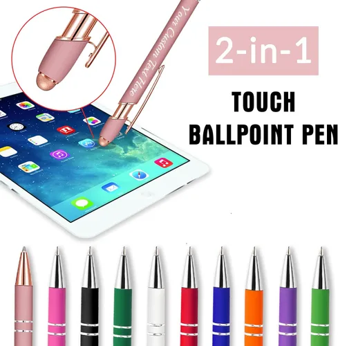 Miniatura 4 de Hasta 300 bolígrafos personalizados con nombre grabado gratis, lápiz capacitivo, logotipo, regalo de texto para hombres y mujeres, tinta negra