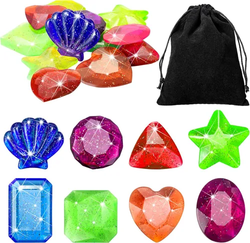 Zhanmai 16 piezas de gemas de buceo juguetes de baño piscina hundimiento juguetes de buceo cristales verano diamante submarino para niños piedras
