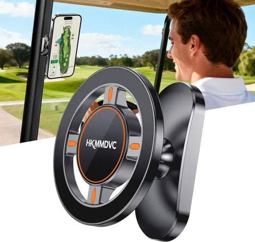 All-Alloy Magnetic Golf Cart Phone Holder, 2026 Upgraded 360° Adjustable Golf Cart Accessories Compatible with MagSafe iPhone 17-12 Fits EZGO Club