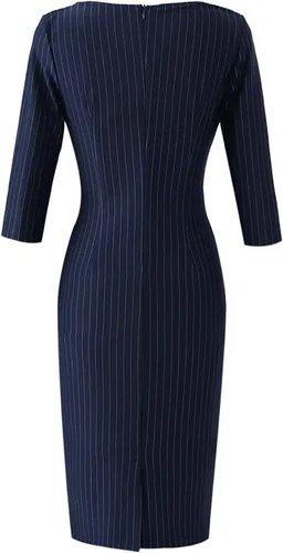 Miniatura 4 de VFSHOW - Vestido tipo tubo con cremallera frontal para mujer, para el trabajo, oficina, negocios, fiesta o cóctel