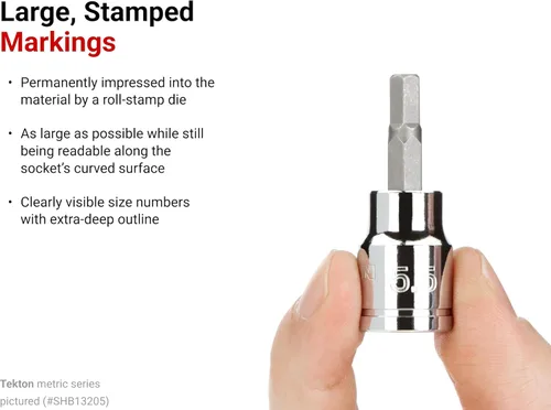 Miniatura 4 de TEKTON 3/8 Pulgadas de transmisión x 8 mm Broca hexagonal enchufe SHB13208
