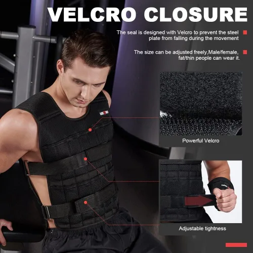 Miniatura 3 de Juego de chaleco con peso de 44 libras para hombres y mujeres, chaleco de peso ajustable para entrenamiento con placas de acero, chaleco