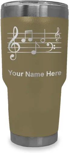 Miniatura 11 de LaserGram Vaso aislado al vacío de 20 onzas, personal de música, grabado personalizado incluido (negro)