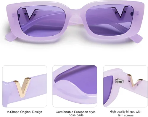 Miniatura 37 de Allarallvr Lentes de sol rectangulares para mujer, estilo retro de los años 90, Y2K, clásicos, vintage, cuadrados, AR82037