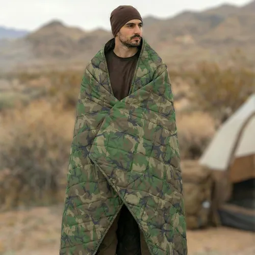 Miniatura 6 de LOOGU Manta Camuflaje Impermeable Aislante Forro de Poncho para Camping al Aire Libre, Senderismo, Caza, Supervivencia, Mochileros, Picnic Us