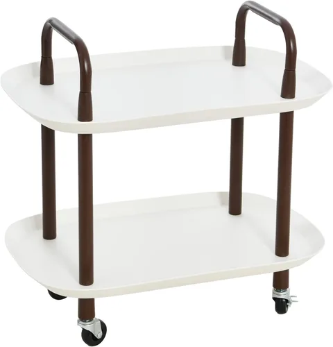 Miniatura 9 de Main + Mesa Carrito moderno de plástico y metal de 3 niveles, blanco y gris oscuro