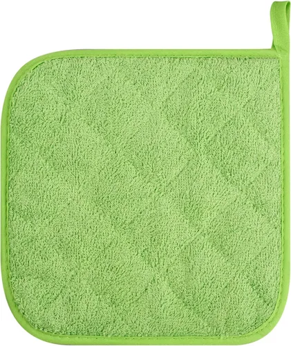 Miniatura 3 de juego de 5 portavasos de cocina de 100% algodón, resistente al calor, para uso diario, para cocinar y hornear, color verde manzana