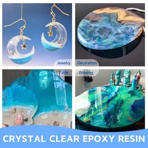 Miniatura 6 de Kit de resina epoxi, 2 galones, resina epoxi transparente, no amarillea, sin burbujas, autonivelante para moldes de bricolaje, joyería de madera
