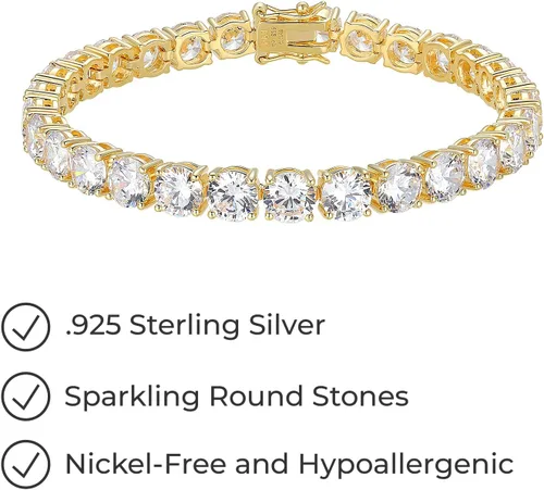 Miniatura 5 de Tienda Essentials Brazalete de tenis de plata de ley con circonia cúbica de corte redondo