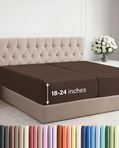 Miniatura 86 de Sábana bajera ajustable extra profunda tamaño completo – Sábana bajera individual de lujo para hotel únicamente – Se adapta fácilmente a colchones