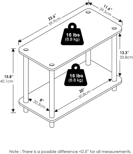 Miniatura 3 de Furinno Turn-N-Tube - Juego de 2 estantes y mesas auxiliares, paquete de 2, haya/blanco