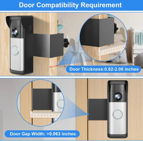 Miniatura 4 de Soporte antirrobo para timbre compatible con Ring 2026 Battery Doorbell/Plus/Pro, sin taladro, soporte inalámbrico para cámara de video con cubierta