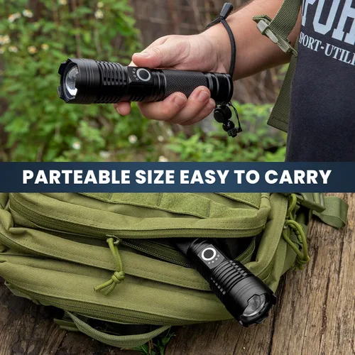 Miniatura 5 de Linterna recargable de 99,000 lúmenes - Paquete de 3 linternas LED brillantes con 5 modos, linterna impermeable de mano para camping, hogar, exterior