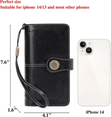 Miniatura 3 de Cartera de pulsera personalizada, carteras con nombre grabado personalizado con bloqueo RFID, gran capacidad, cartera de mano para tarjetas